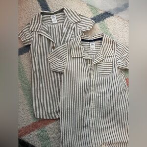 Set of 2 Striped Short-Sleeve Rompers - Navy & Olive Options